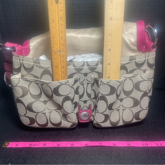 VINTAGE LN Coach Signature Textile Jacquard & leather handbag Braided strap - Picture 10 of 15